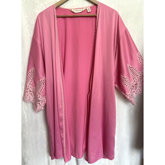 Vintage Victoria's Secret Lace Satin Penquoir Robe Cami Slip Dress Size S Set - Picture 4 of 16